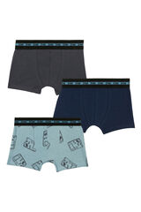 Womensecret Pack of 3 pairs of boys' printed boxers with elastic waistband Blau