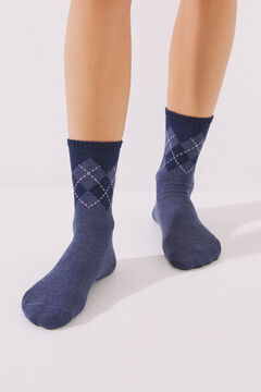 Womensecret Navy blue cotton diamond socks blue