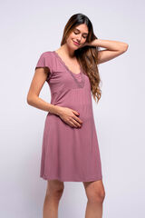 Womensecret Short-sleeved nursing nightgown with lace rózsaszín