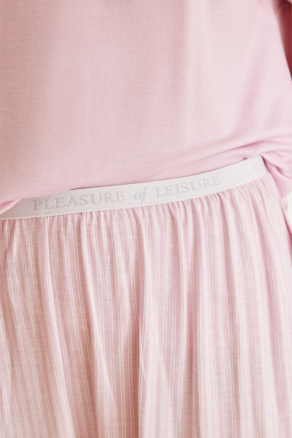 Womensecret Pink striped Ecovero™ capri pyjamas Roze