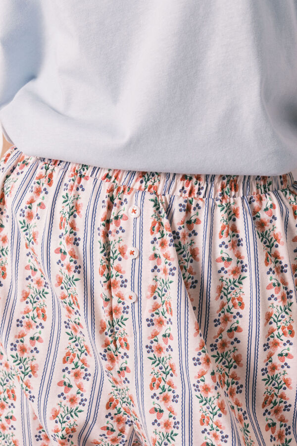 Women'secret Floral print 100% cotton carrot trousers pink