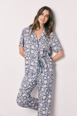 Women'secret Viscose floral print classic pyjamas blue