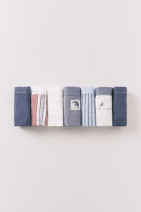 Women'secret Blue cotton 7-pack Brazilian logo panties