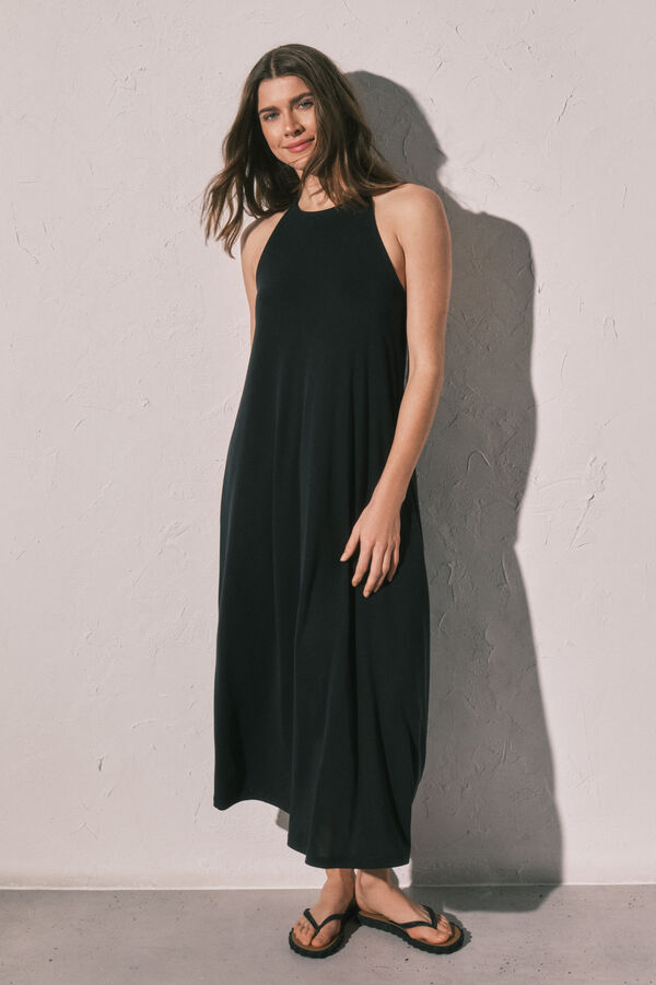 Women'secret Robe longue fluide noire noir