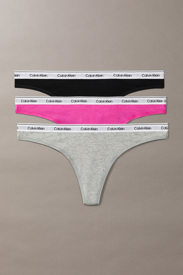 Calvin Klein Pack 3 tangas logo fucsia