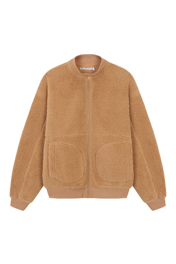 Tommy Hilfiger Camel faux shearling jacket brown