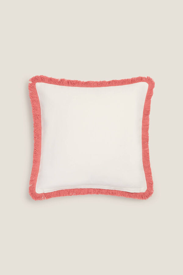 Womensecret Cotton cushion cover with fringing bordeaux
