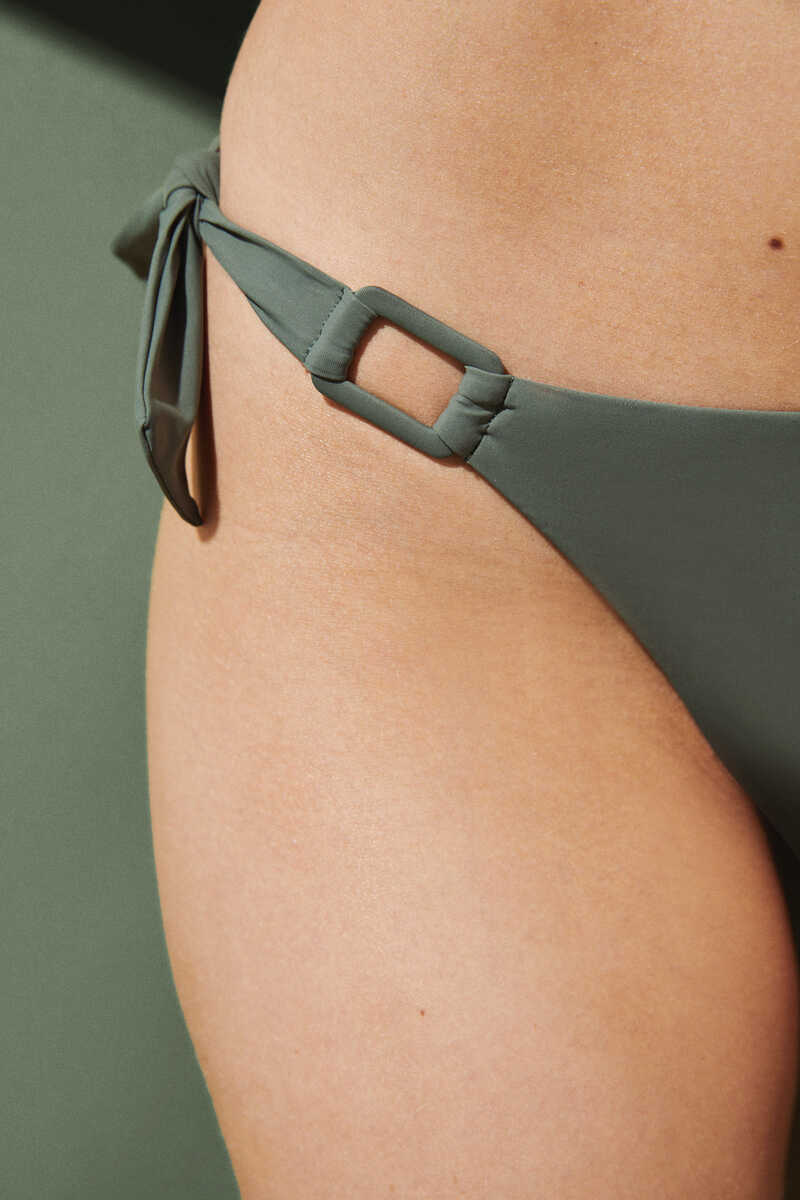 Womensecret Green ring side-tie Brazilian bikini bottoms beige