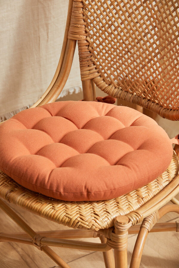 Calma House Gavema round washable earth-coloured cotton seat cushion Narandžasta