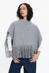 Pieces Poncho de flecos gris