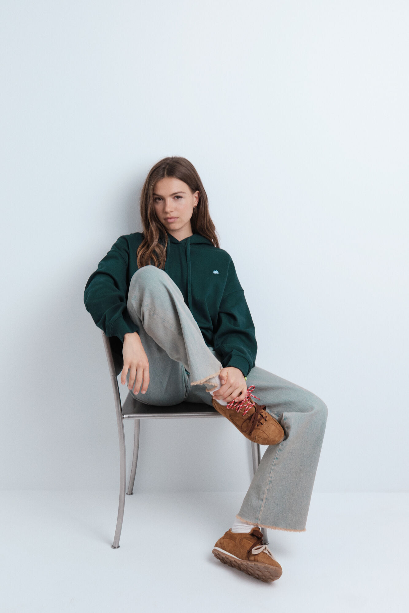 HI&BYE Green plush hood sweatshirt