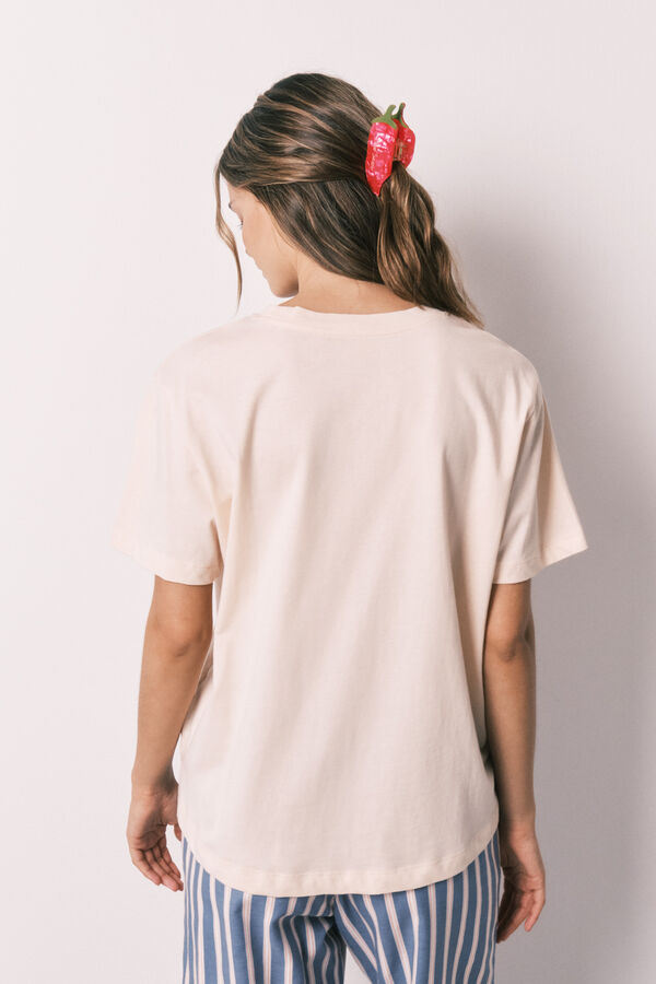 Women'secret T-shirt &agrave; manches courtes 100% coton orange rouge