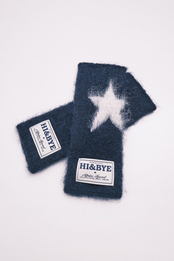 HI&BYE Gants mitaines &eacute;toile bleu marine bleu