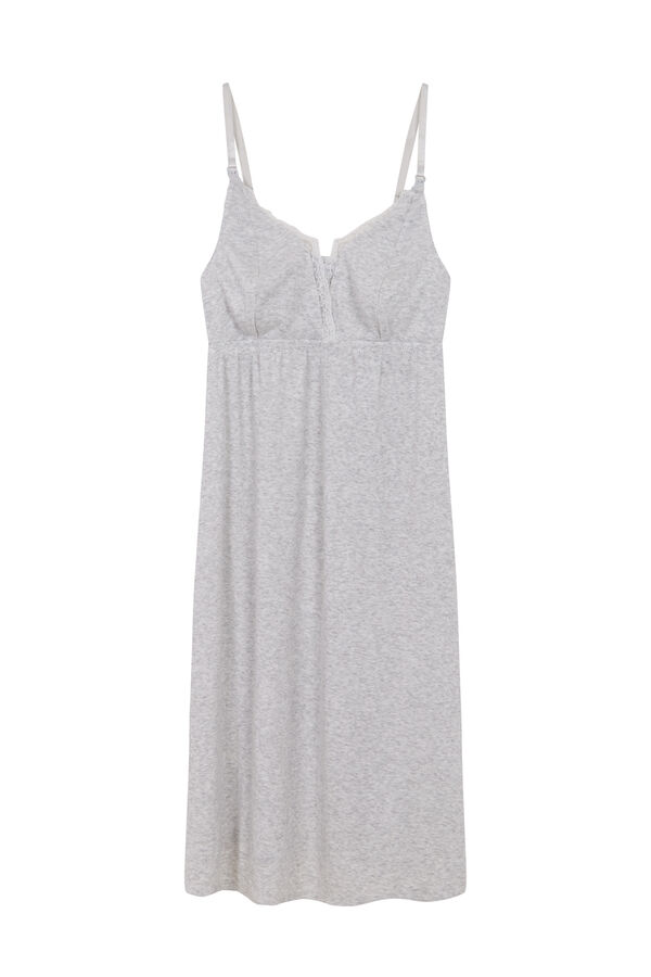 Womensecret Grey strappy Maternity nightgown in ribbed fabric grey