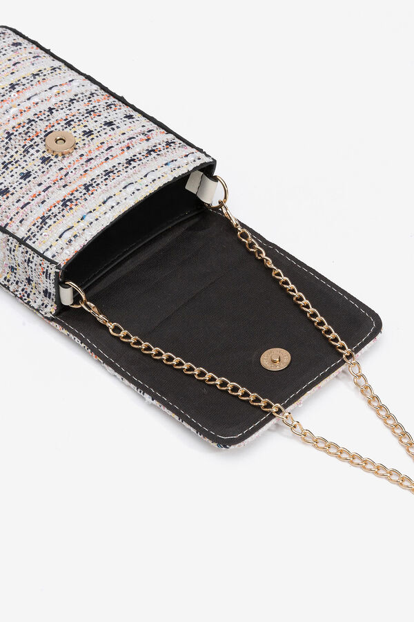 Womensecret Tweed phone bag with chain strap grey
