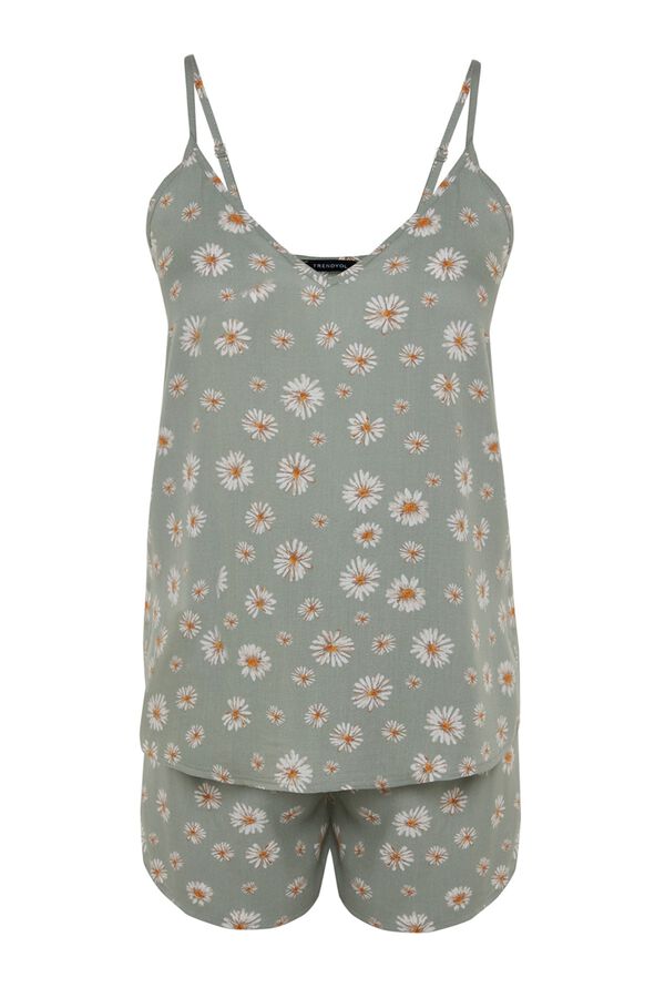 Trendyol Pijama de viscosa escote en V verde