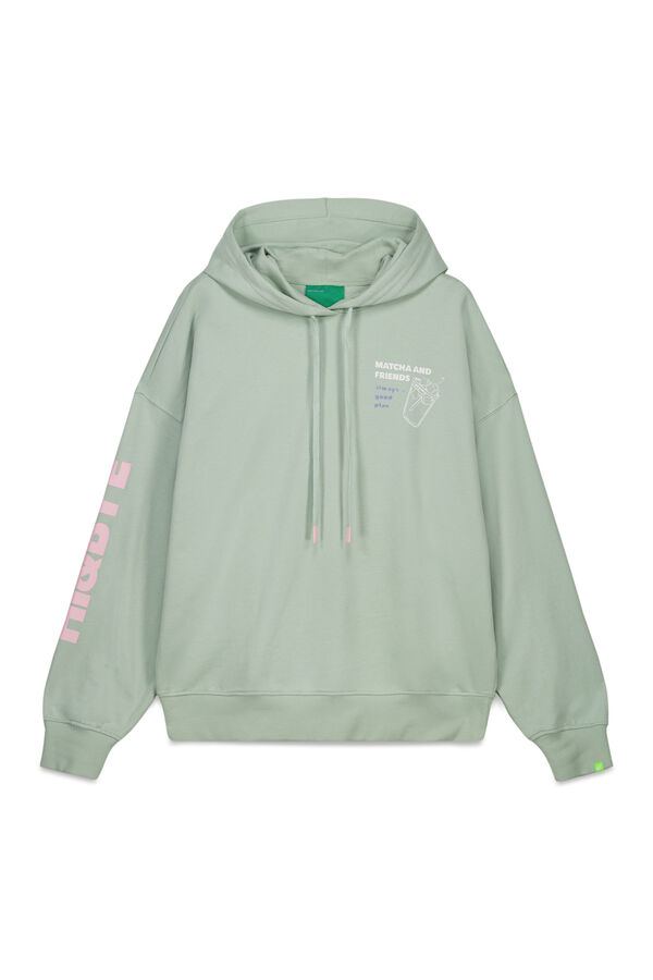 HI&BYE Zeleni pamučni duks sa kapuljačom Zelena