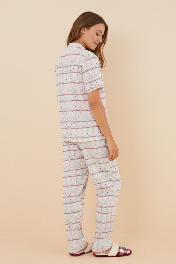 Womensecret Pijama camiseiro algodão faixa Snoopy cinzento