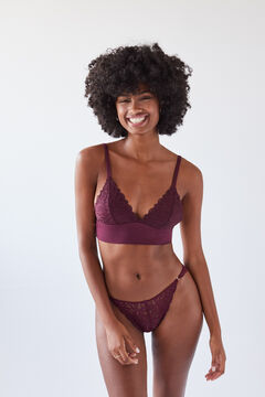 Womensecret Classic maroon lace panty printed