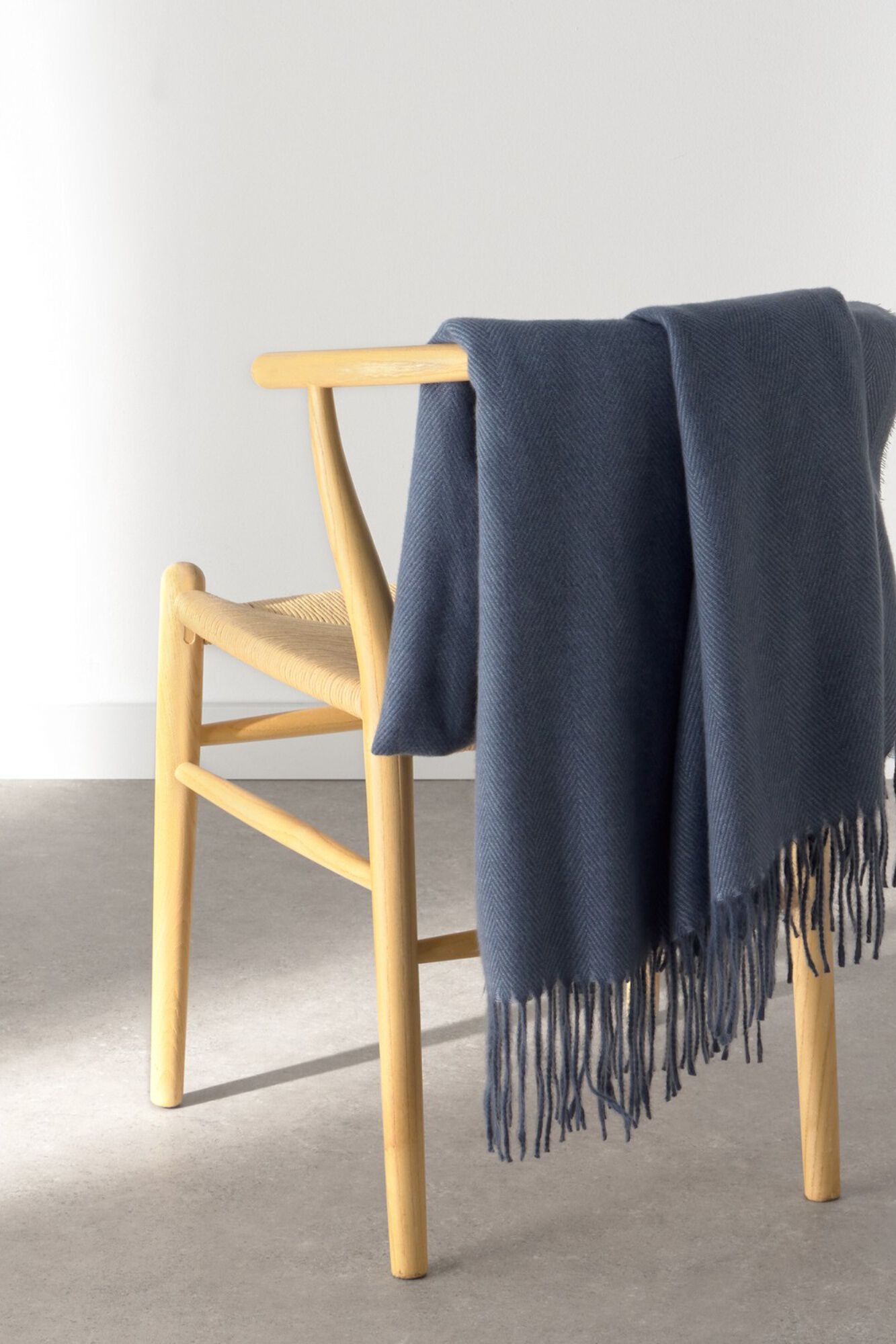 Textura Herringbone plaid fabric and tassels
