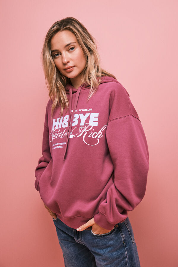 HI&BYE Roze pamučna duks sa kapuljačom Roze
