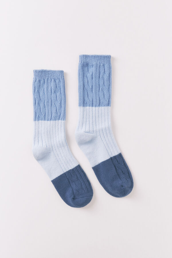 Women'secret Long blue mix texture socks blue