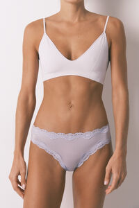 Women'secret Lilac microfibre and lace Brazilian panty