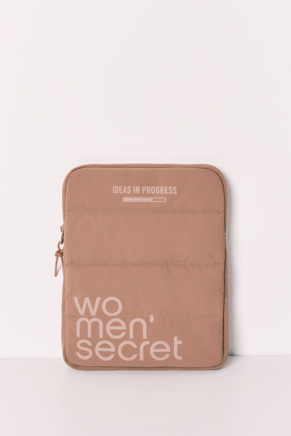 Women'secret Brown puffer logo tablet case nude