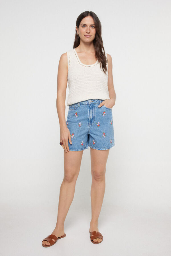 Womensecret Short denim estampado floral azul