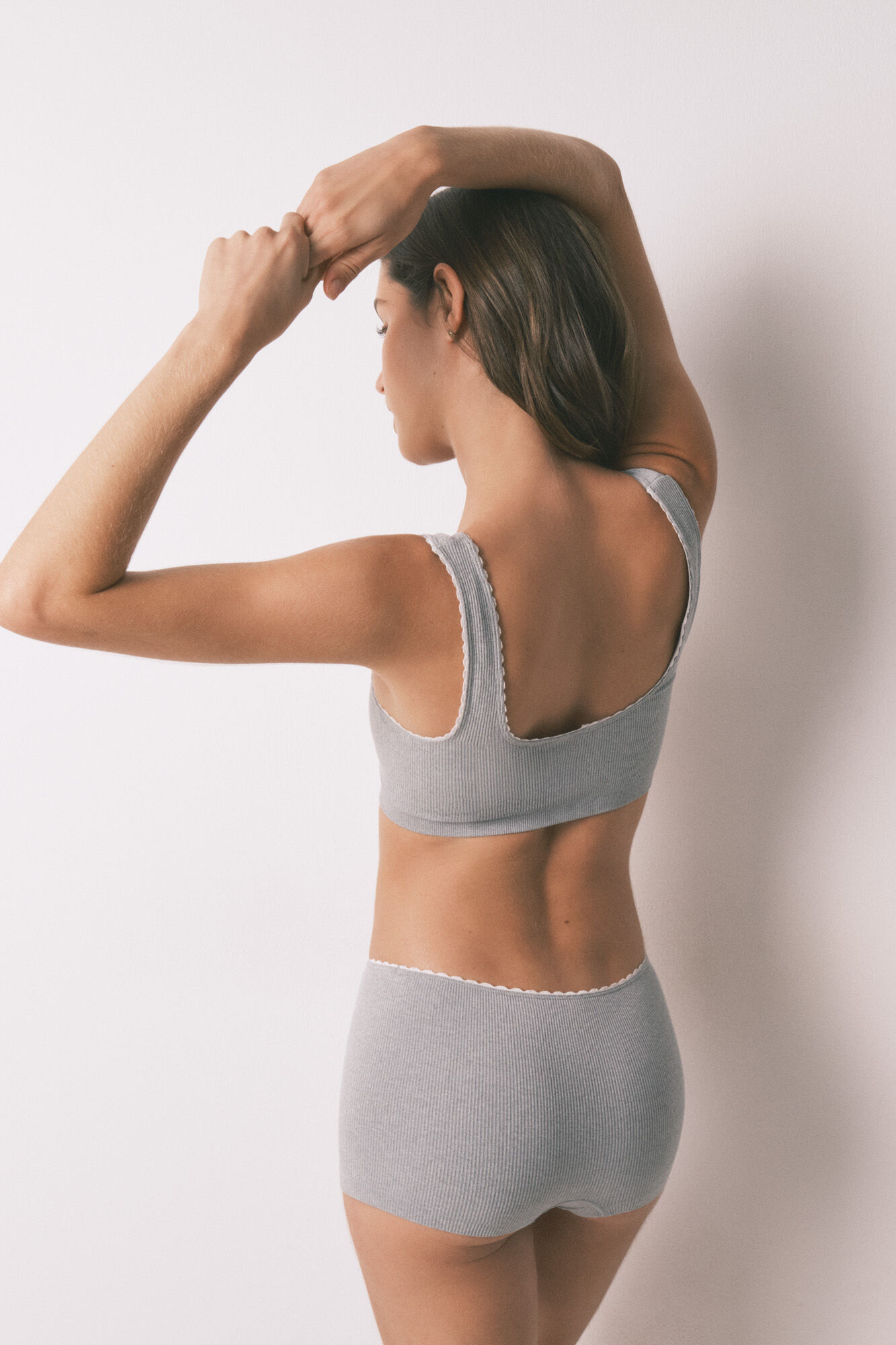 Women'secret Grey seamless ribbed boxer panty