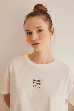 Womensecret Shirt 100 % Baumwolle Weiß Naturweiß
