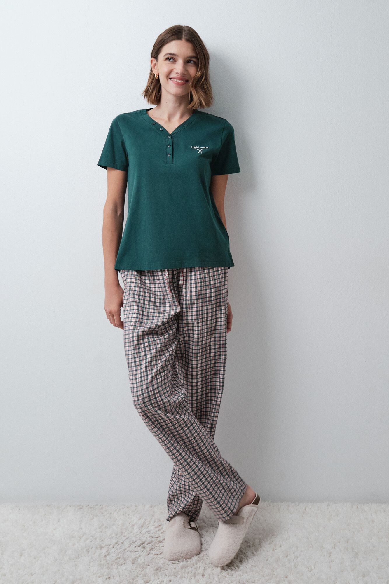 Women'secret Green cotton short sleeve T-shirt