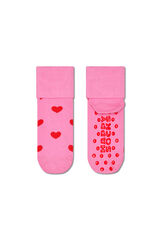 Happy Socks Rutschfeste Kindersocke mit Herzmotiv Rosa