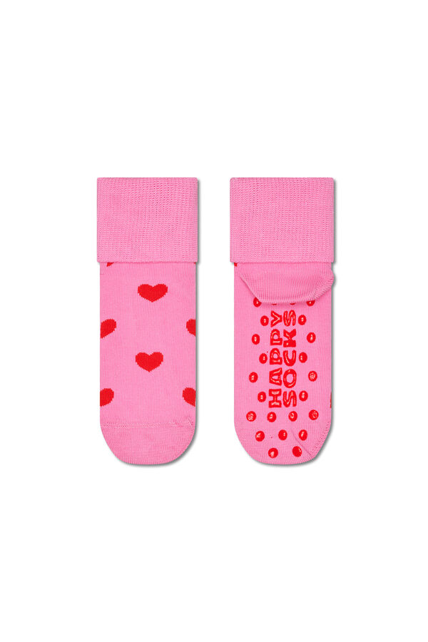 Happy Socks Rutschfeste Kindersocke mit Herzmotiv Rosa