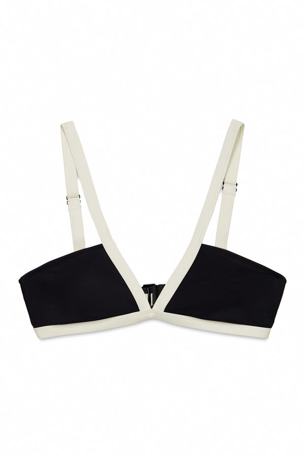 Women'secret Top bikini triangular negro semi brillante negro