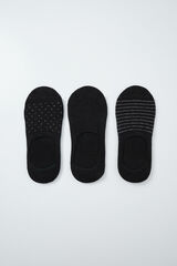 Women'secret 3-pack black cotton no-show socks black