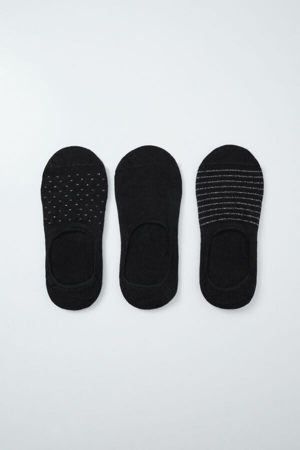 Women'secret 3-pack black cotton no-show socks black
