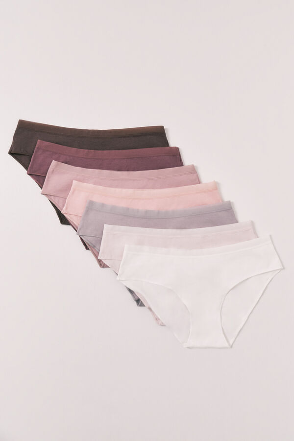 Women'secret 7er-Pack einfarbige Baumwoll-Hipster Wei&szlig;