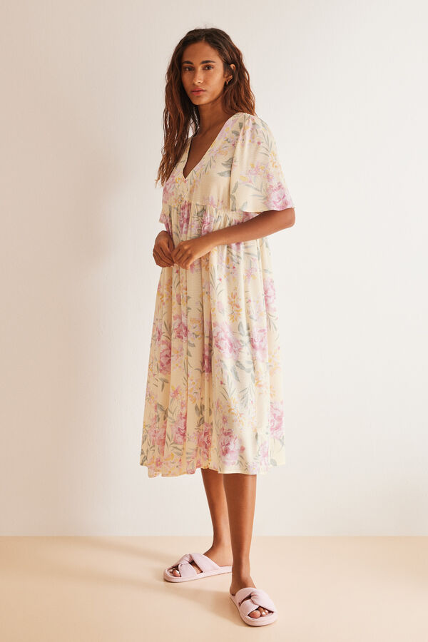 Womensecret Floral print viscose midi dress printed