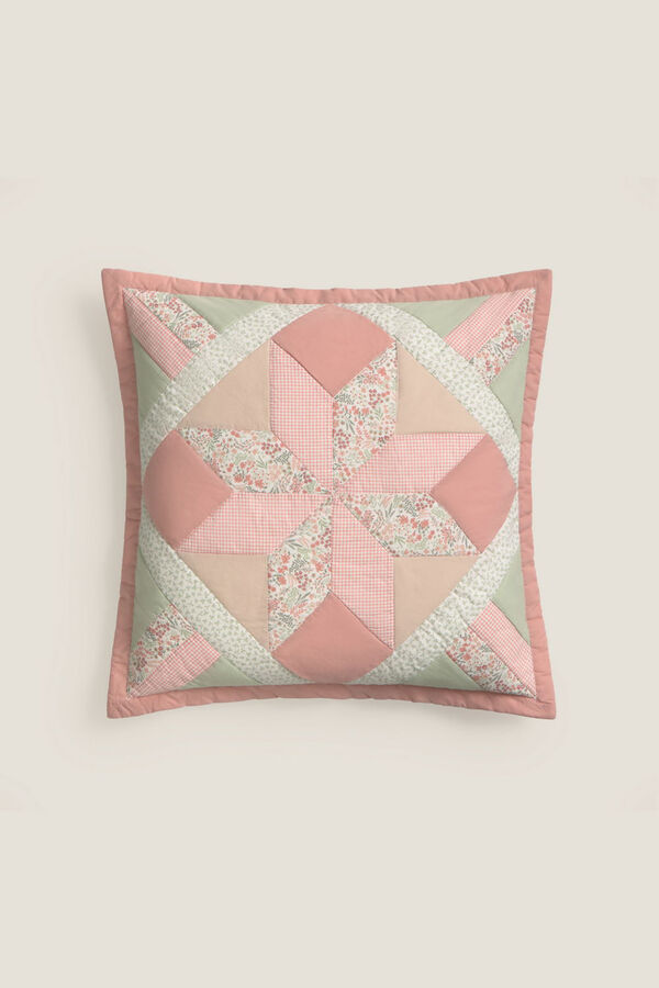 Textura Kissenbezug aus Baumwoll-Patchwork Rosa