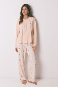 Women'secret Pink soft knit dog print long pyjamas