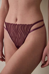 Penti Braguitas de cintura baja con estampado de cebra bordado burdeos