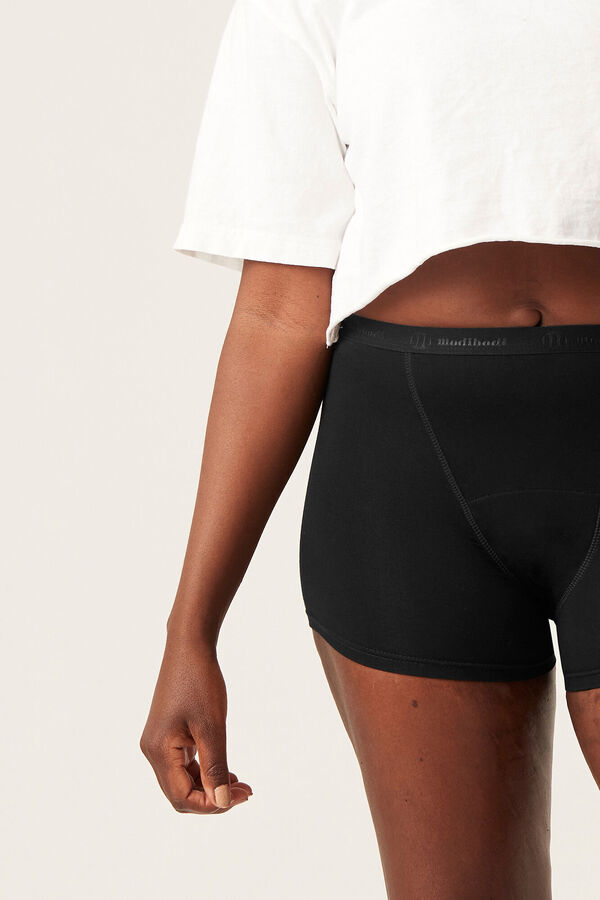 Womensecret Classic black bamboo boyshort period panties – moderate to heavy absorption fekete