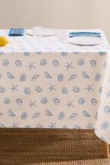 Textura Mantel antimanchas resinado motivos marinos estampado