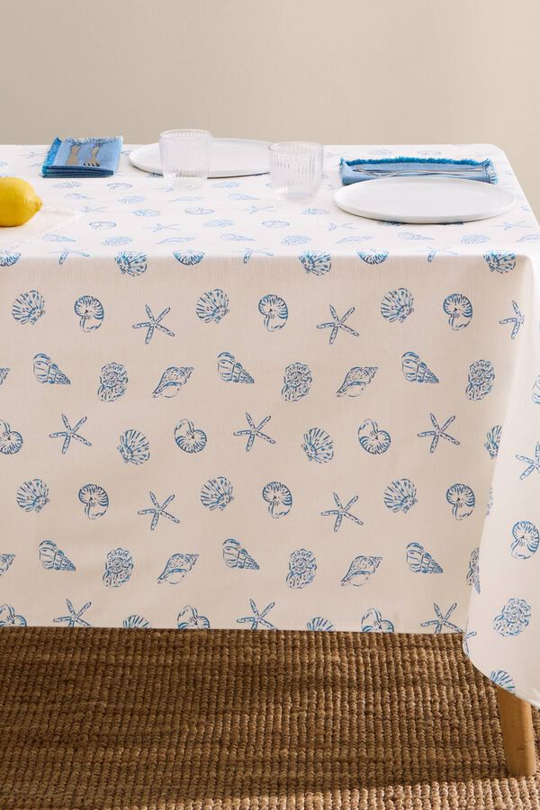 Textura Mantel antimanchas resinado motivos marinos estampado