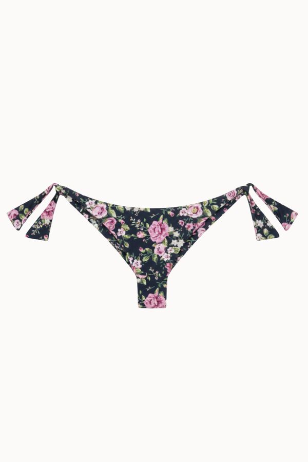 Bohodot Cueca de biqu&iacute;ni brasileira de cintura baixa floral azul