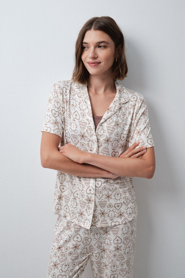 Women'secret Christmas classic capri pyjamas nude