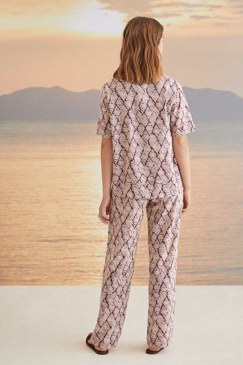 Womensecret Pyjama Hemdlook Print Granatrot Braun
