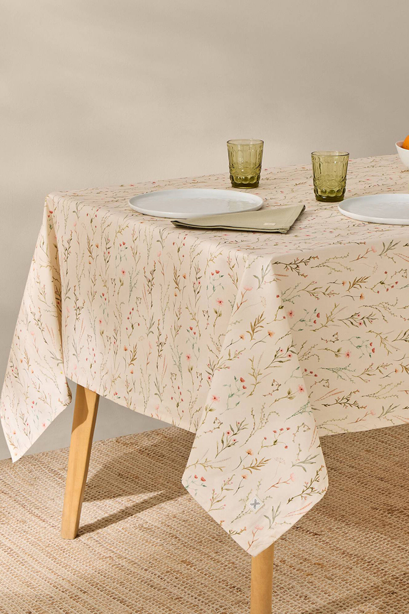 Textura Fleckenabweisende Tischdecke aus Baumwolle mit Blumenmuster