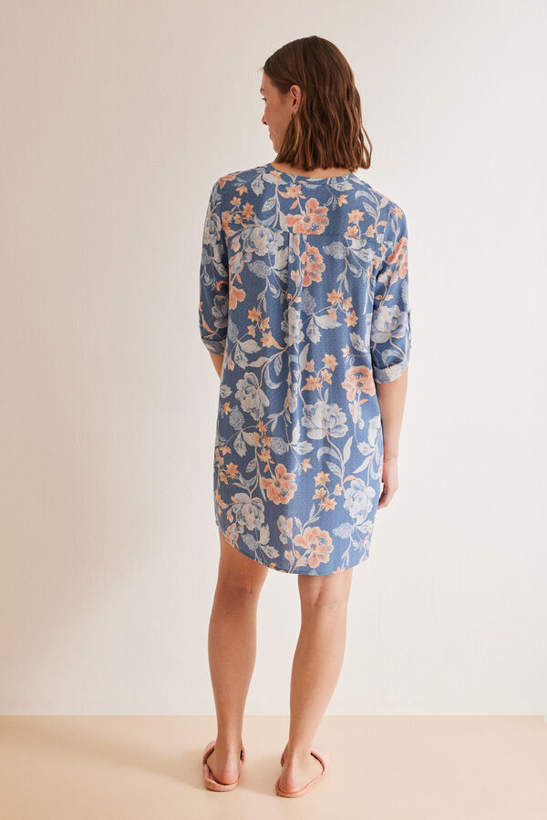 Womensecret Plava cvjetna haljina-tunika Print
